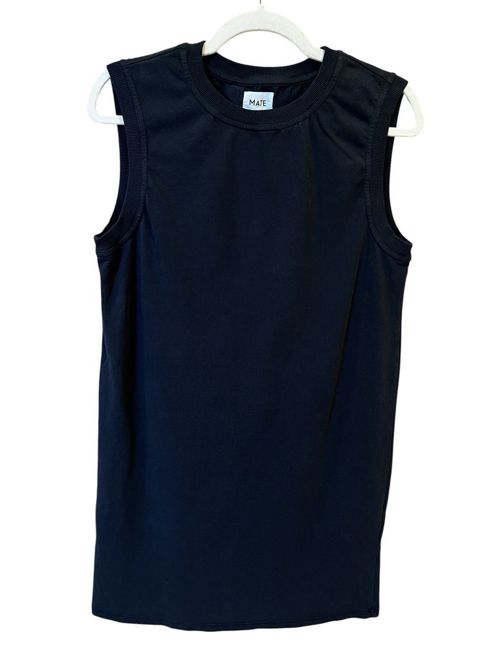 Mate the Label Organic Cotton Muscle Mini Dress Jet Black Size Small Spring